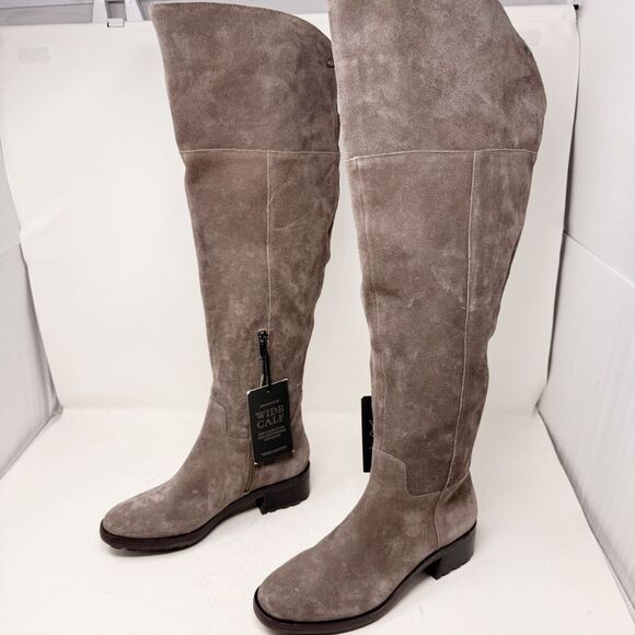 Vince Camuto WIDE CALF Jorshie Suede Grey Knee High Boots Size 7 - Picture 5 of 8